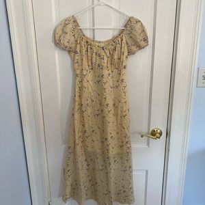 Yellow Floral Midi Dress